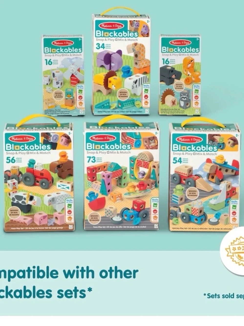 Melissa & Doug Blackables 73-Piece Snap & Play Town Toy Set - Multicolor